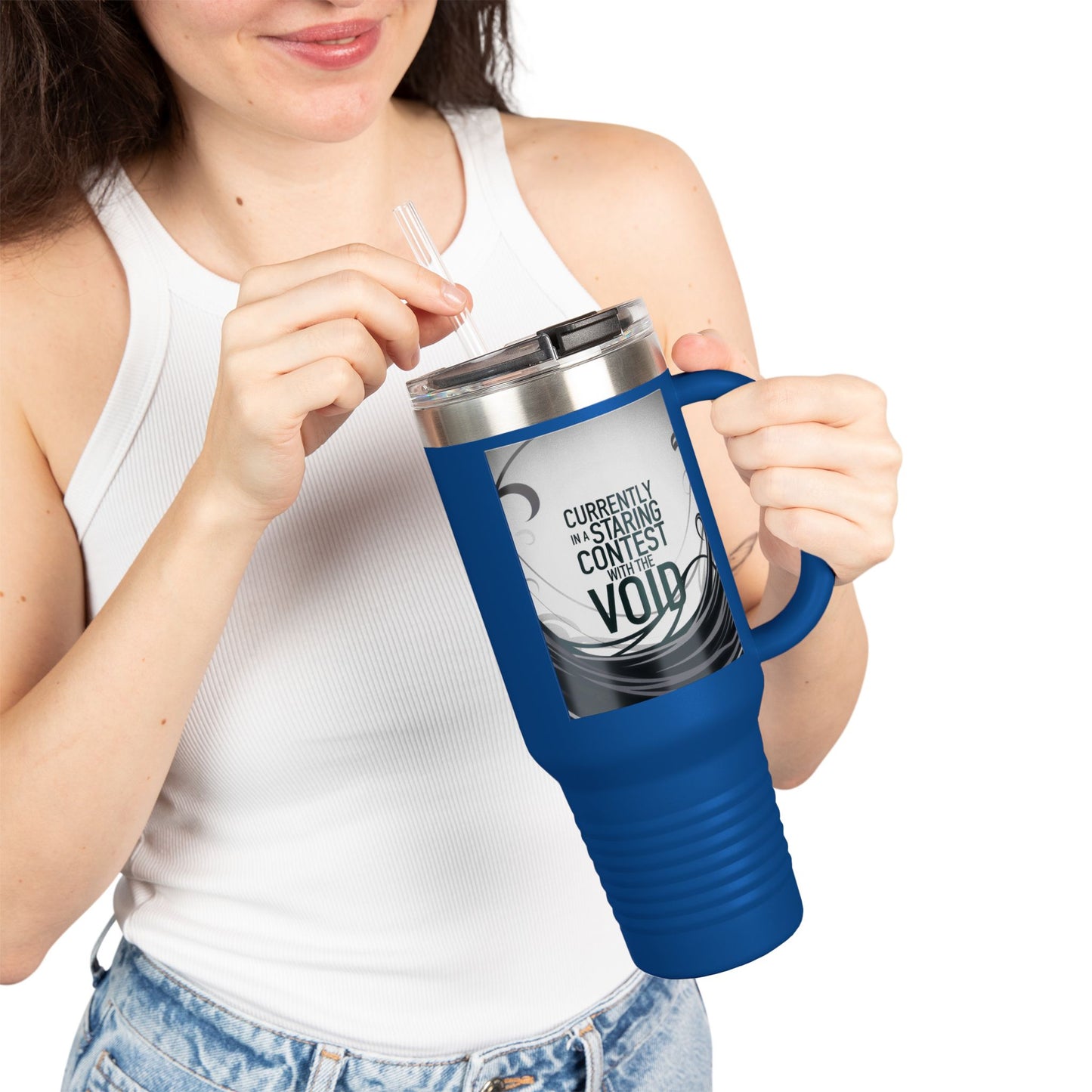 40oz Insulated Travel Mug - Currently in a Staring Contest with the Void